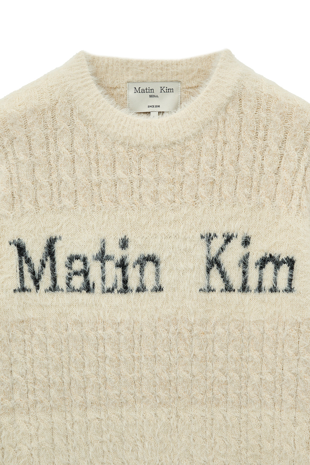 Matin Kim - Hairy Cable Knit Pullover (Light Beige) product image 4 | TRAB K-Fashion Australia