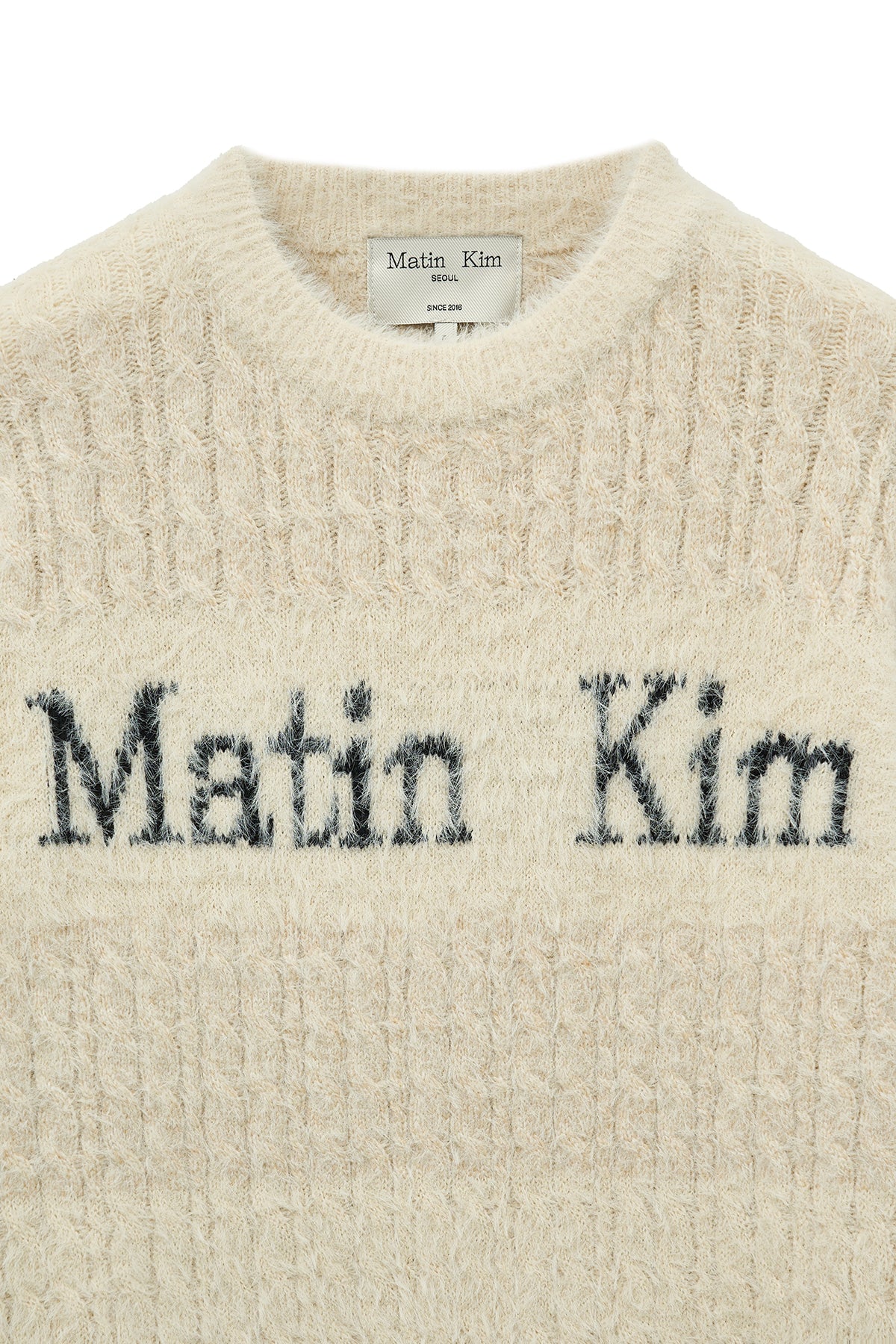 Matin Kim - Hairy Cable Knit Pullover (Light Beige) product image 4 | TRAB K-Fashion Australia