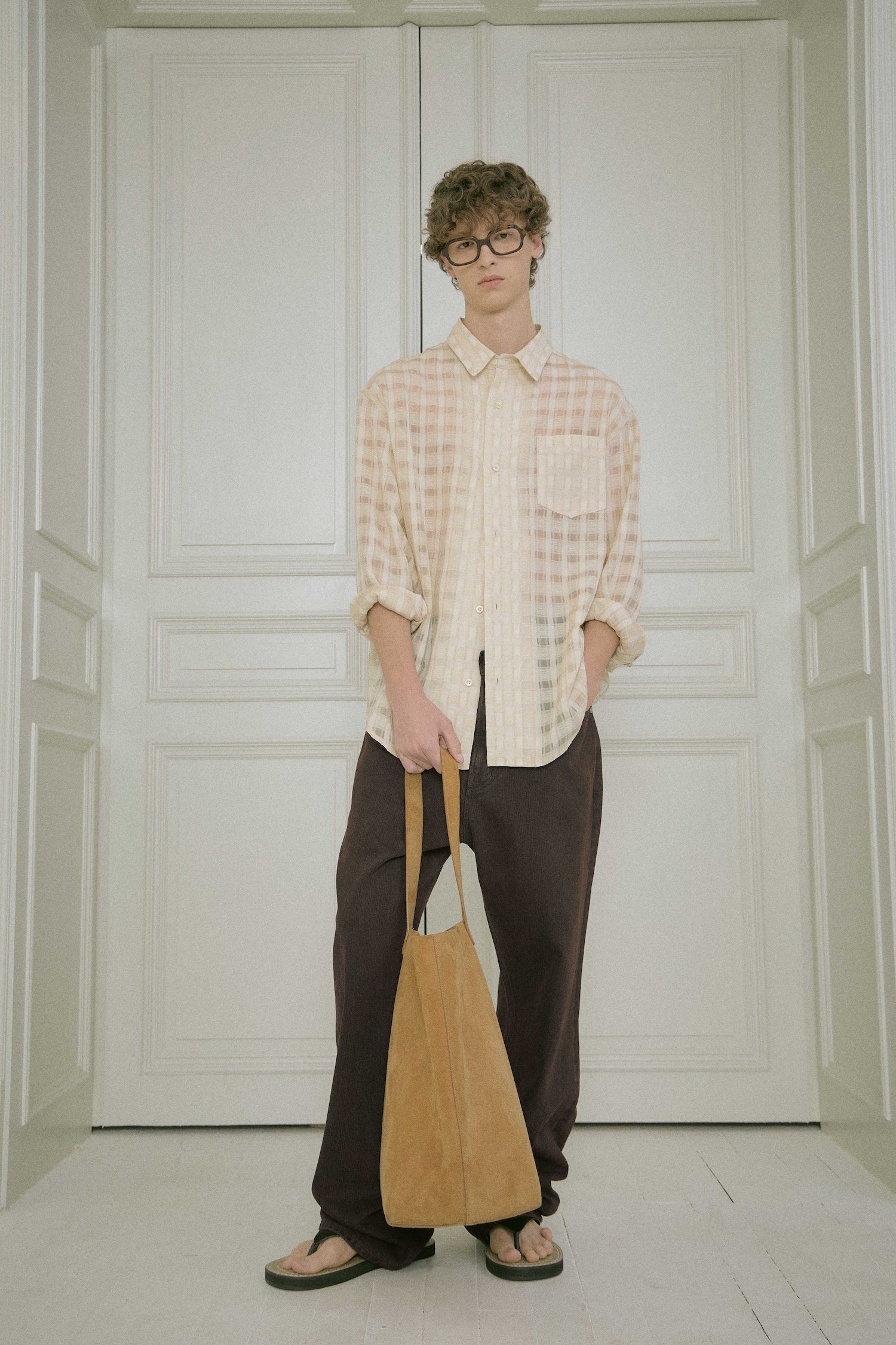 STU - Comfortable Check Shirt (Beige) product image 11 | TRAB K-Fashion Australia