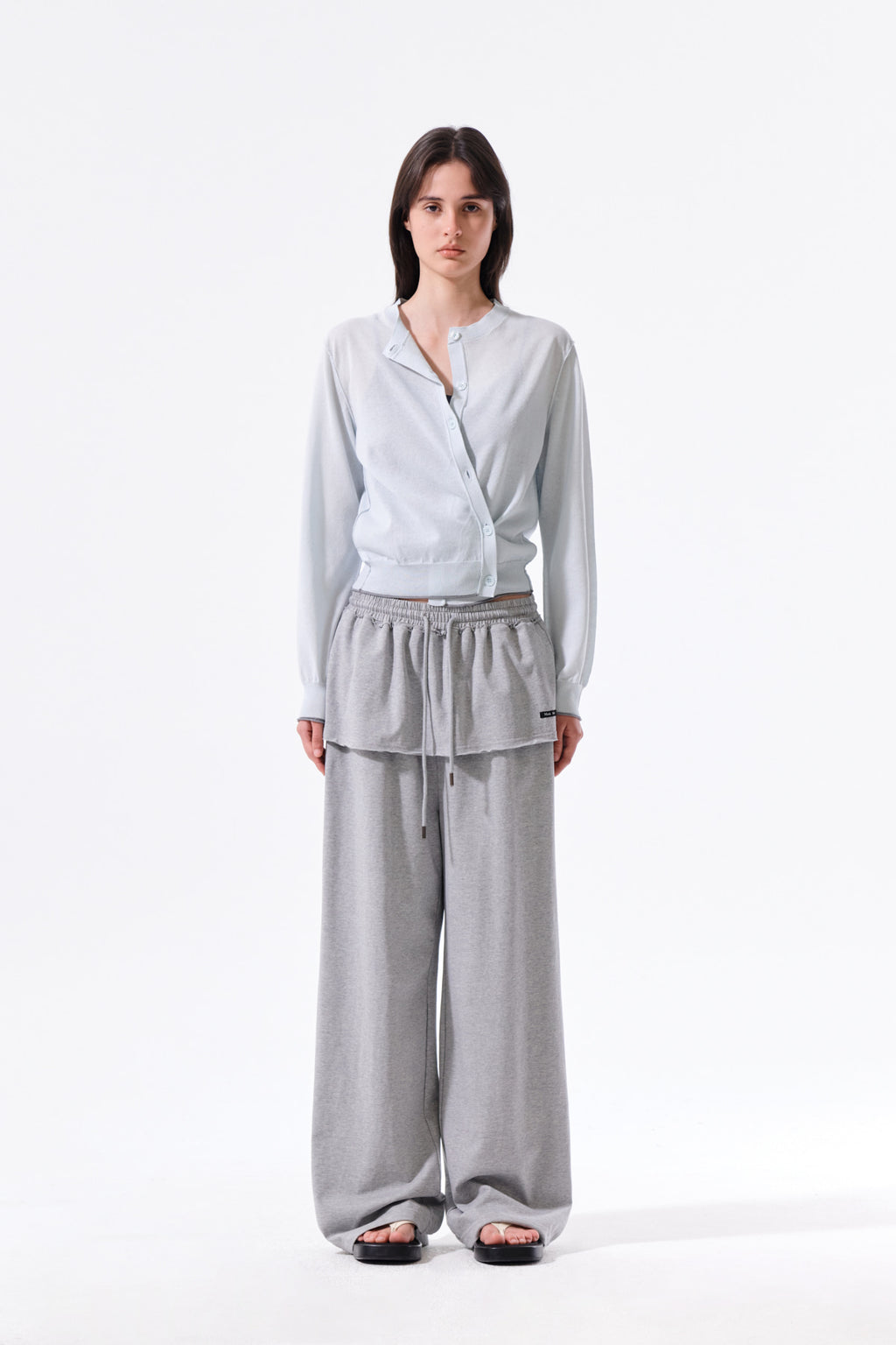 Matin Kim - [Pre-Order – Ships June 22] Layered Skirt Jersey Pants (Grey) product image 5 | TRAB K-Fashion Australia