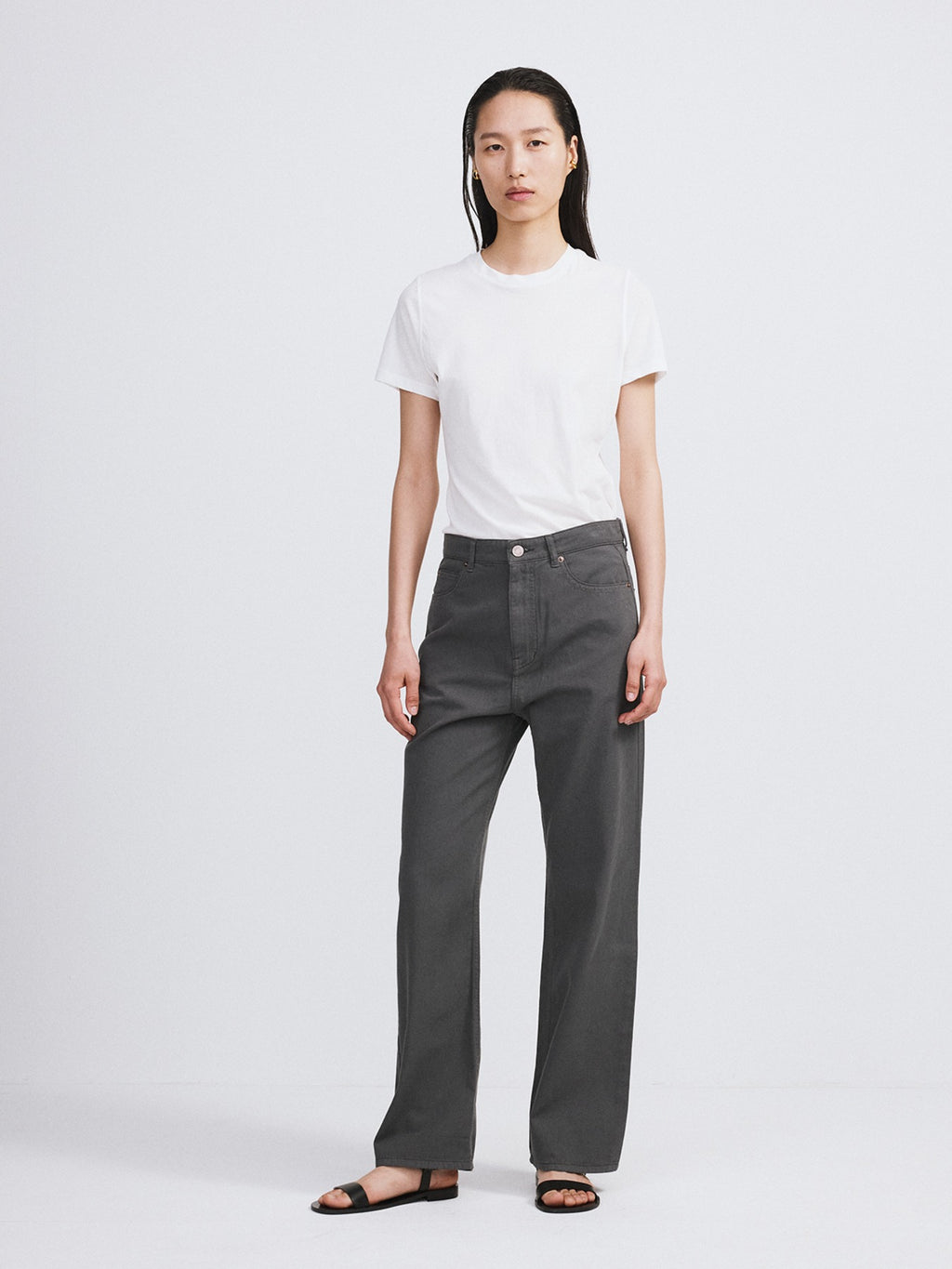 Recto - Loose Fit Washed Cotton Pants (Charcoal Grey) product image 1 | TRAB K-Fashion Australia