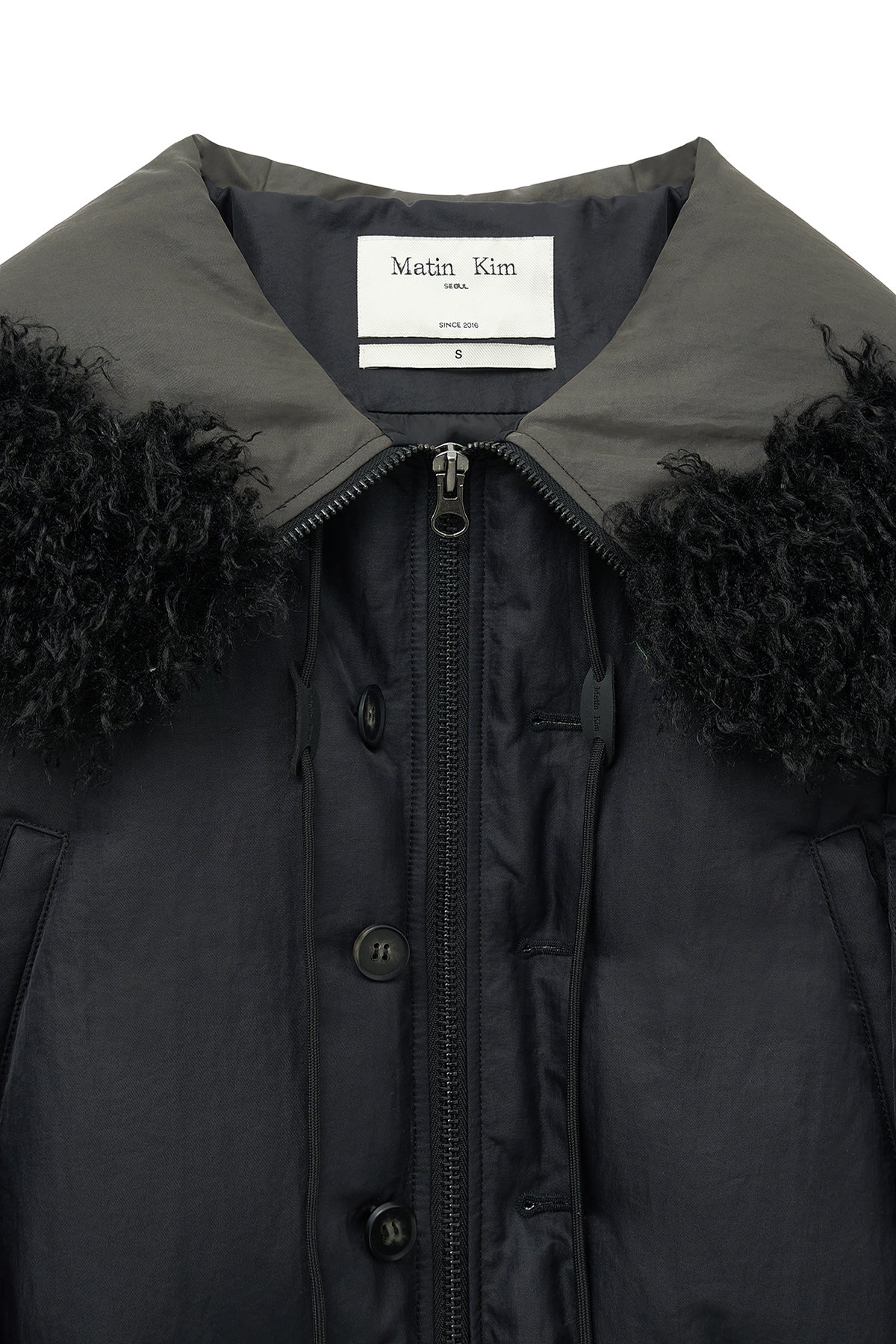 Matin Kim - Fur Hoody Bomber Down Jumper (Black) product image 4 | TRAB K-Fashion Australia