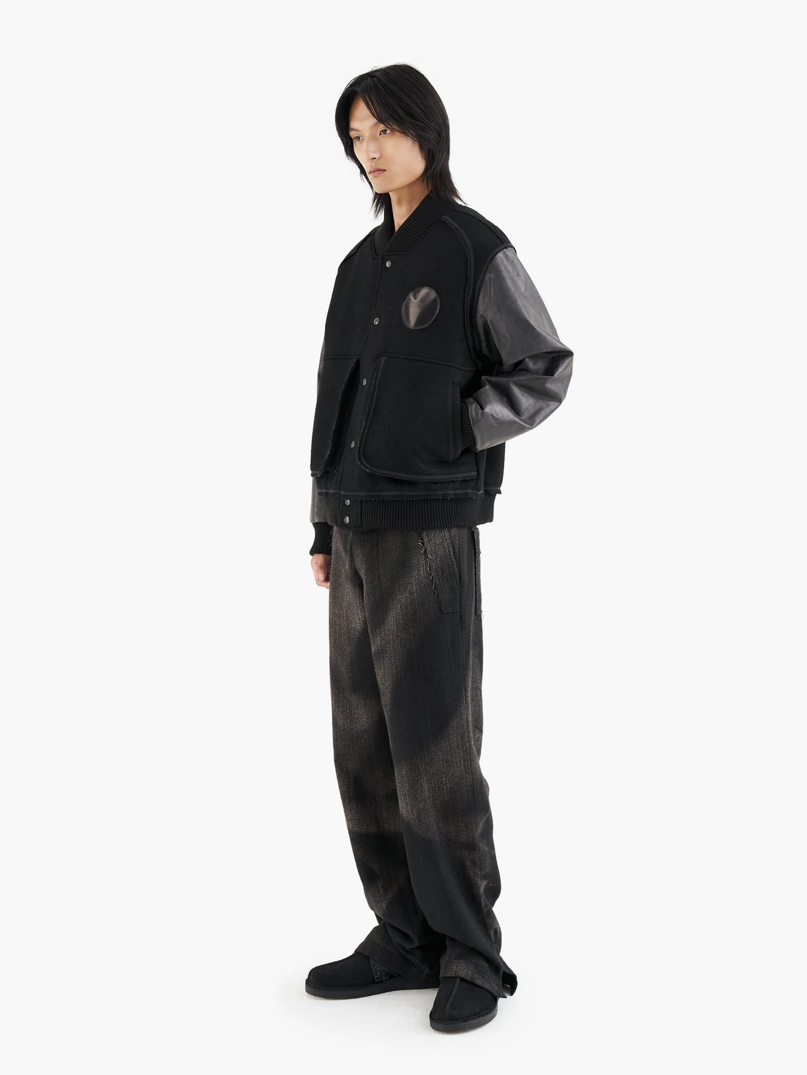 Jiyong Kim - Sun-Bleached Wool Varsity Jacket (Black) product image 1 | TRAB K-Fashion Australia