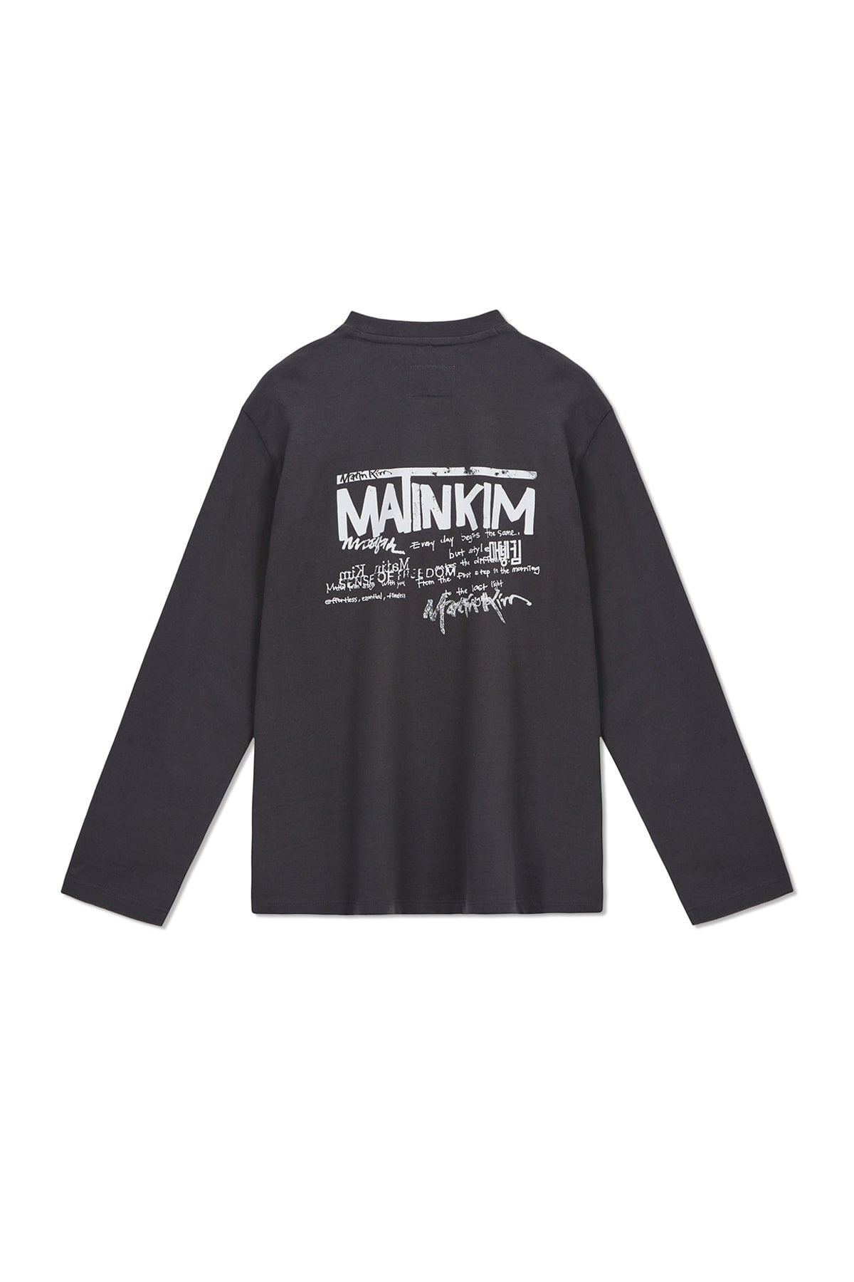Matin Kim - Hangeul Logo Big Archive Long Sleeve (Charcoal) product image 2 | TRAB K-Fashion Australia