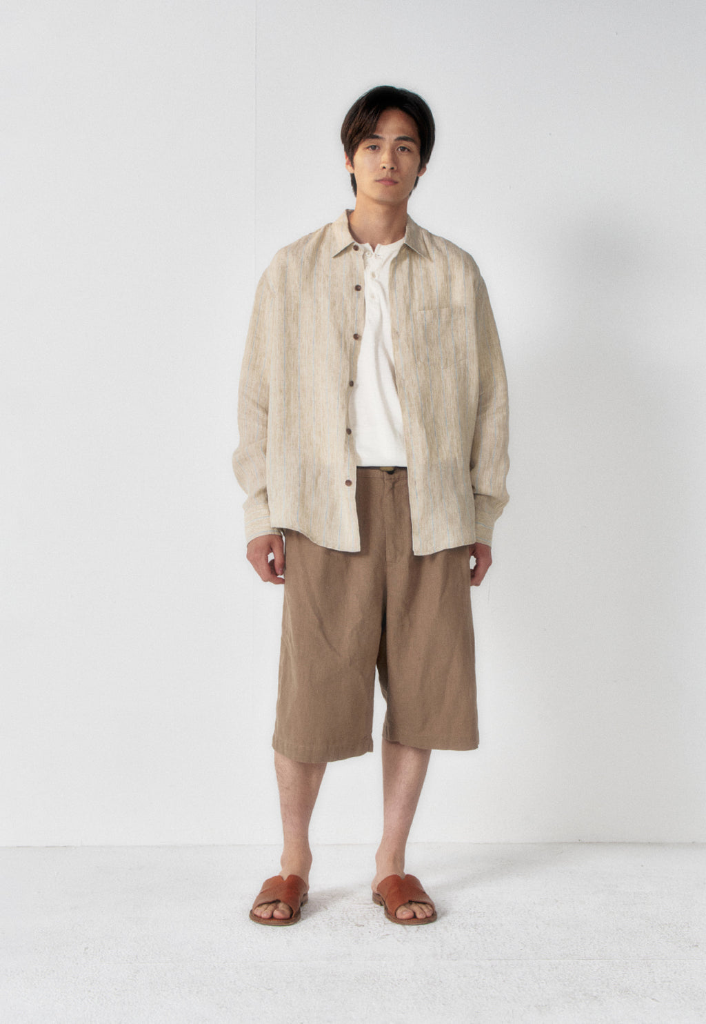 Art if acts - Washed Linen Bermuda Shorts (Khaki Beige) product image 2 | TRAB K-Fashion Australia