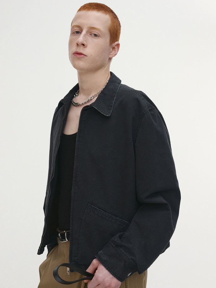 Tonywack - Garment-Dyed Cotton Distressed Mechanic Jacket (Faded Black) product image 4 | TRAB K-Fashion Australia