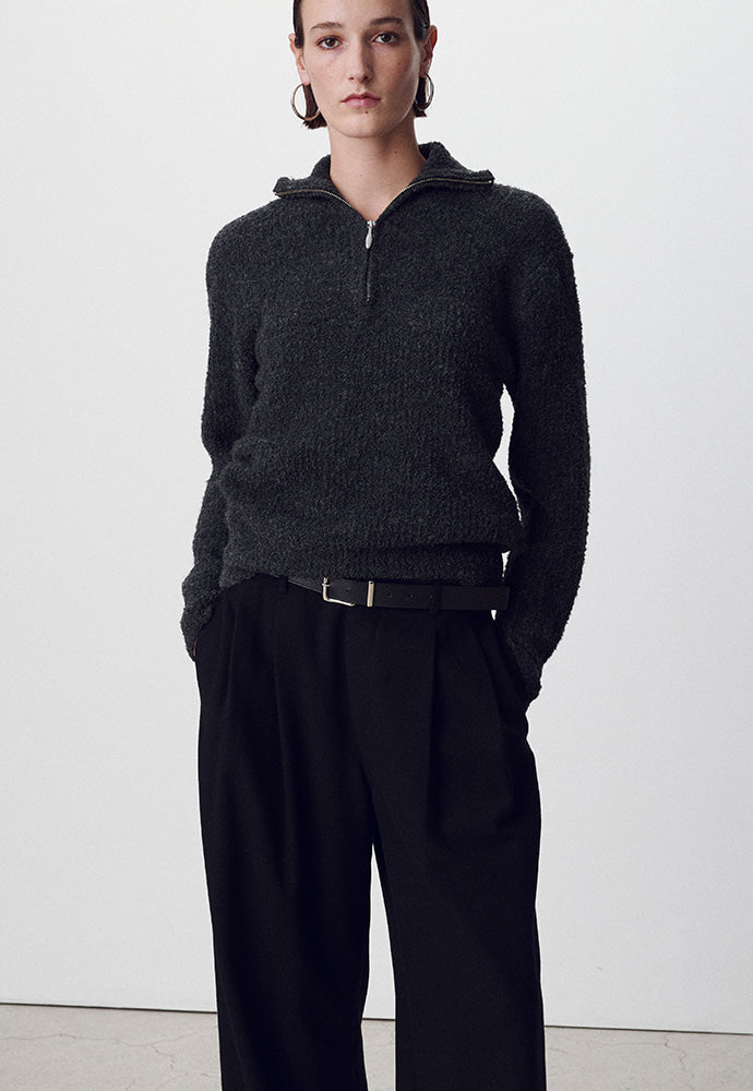 Tonywack - Wool Blend Boucle Zip Sweater (Dark Grey) product image 3 | TRAB K-Fashion Australia