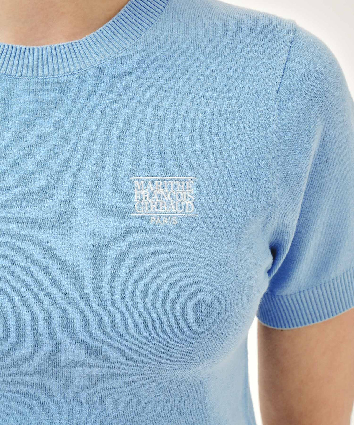 Marithe & Francois Girbaud - Small Classic Logo Half Knit Pullover (Sky Blue) product image 4 | TRAB K-Fashion Australia
