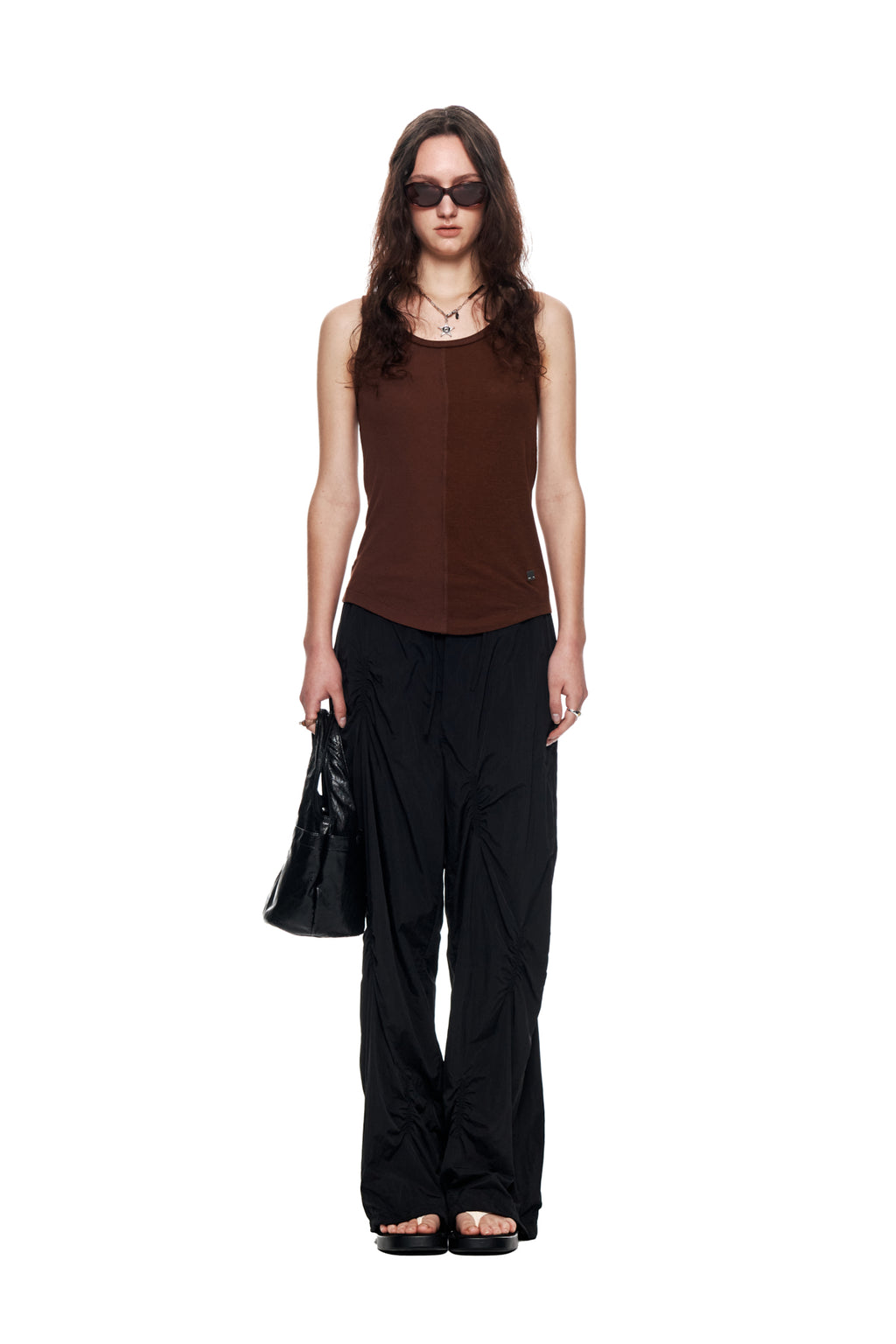 Matin Kim - Shirring Point Nylon Pants (Black) product image 5 | TRAB K-Fashion Australia