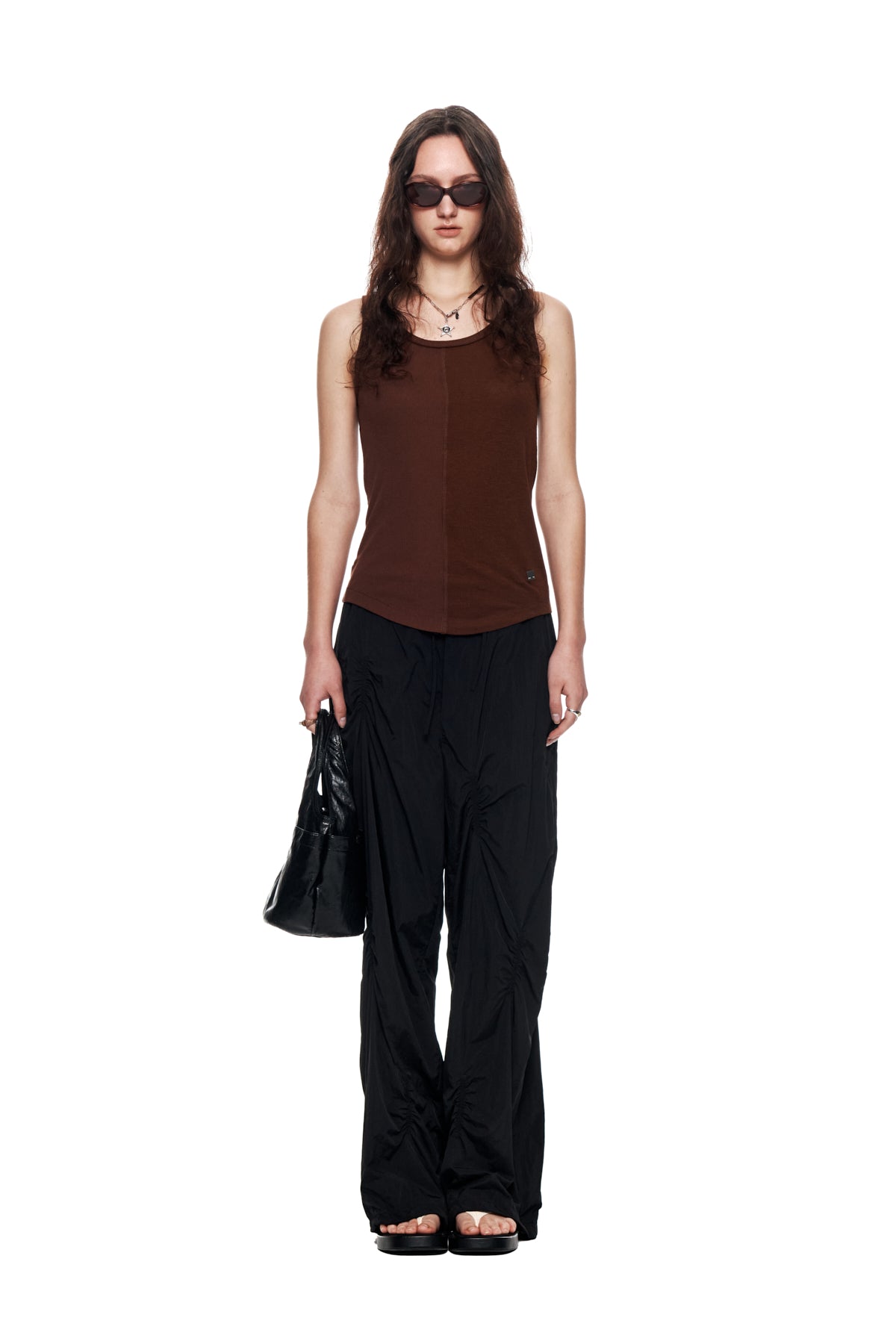 Matin Kim - Shirring Point Nylon Pants (Black) product image 5 | TRAB K-Fashion Australia