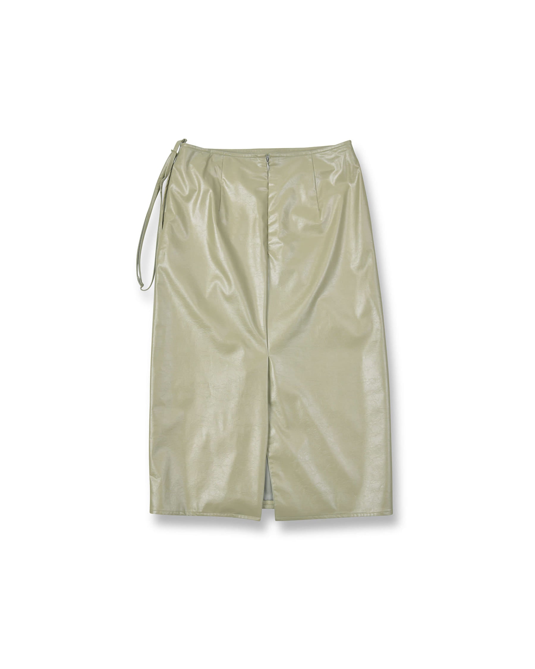 Brownyard - Crack Leather Midi Skirt (Olive) product image 2 | TRAB K-Fashion Australia