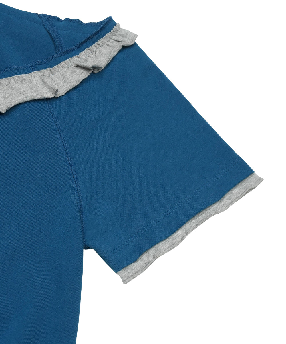 Coyseio - Ruffle V-Neck Smocked T-Shirt (Blue) product image 16 | TRAB K-Fashion Australia