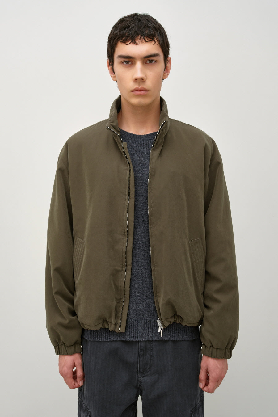 Insilence - High-neck Blouson Jumper (Olive) product image 1 | TRAB K-Fashion Australia