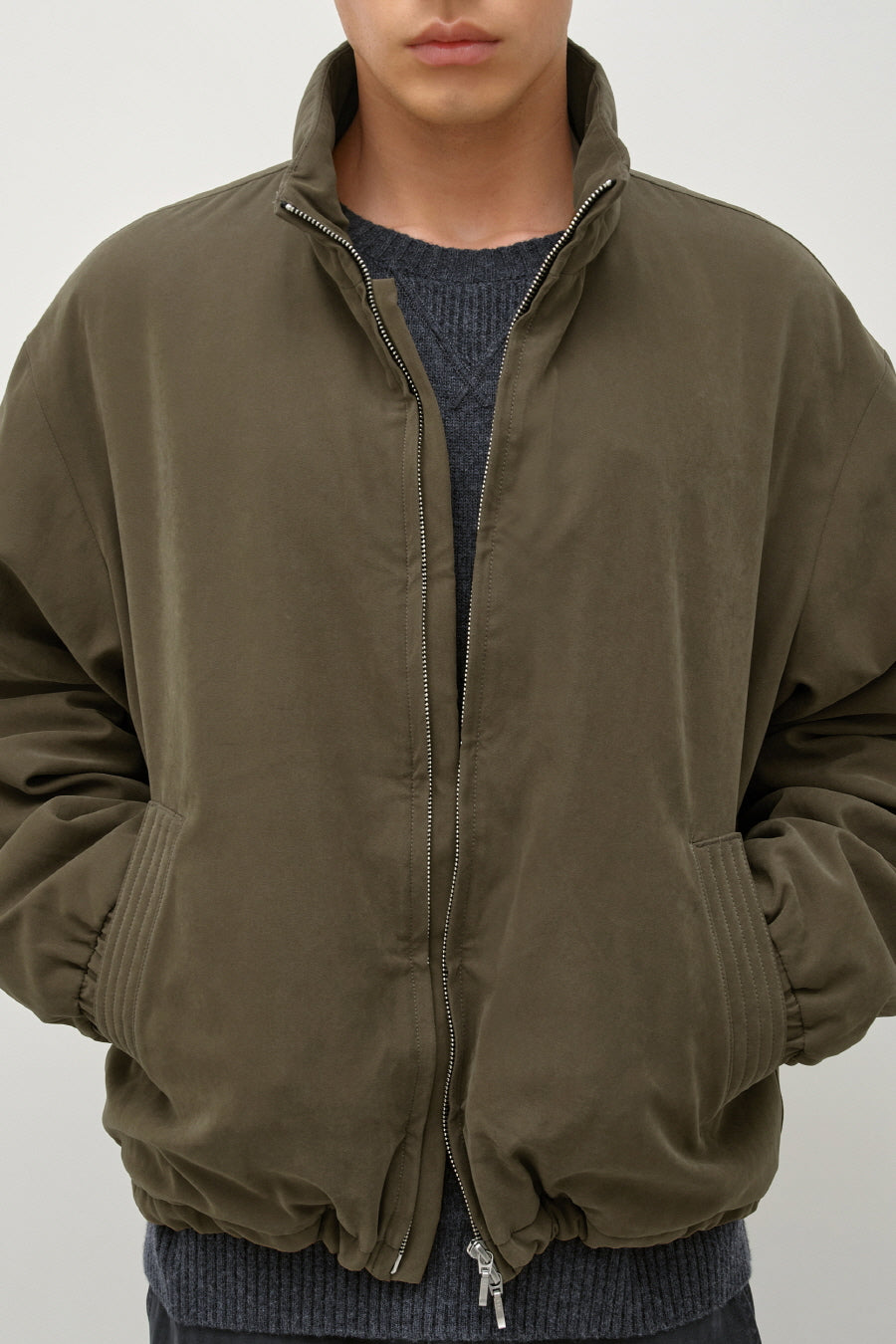 Insilence - High-neck Blouson Jumper (Olive) product image 2 | TRAB K-Fashion Australia