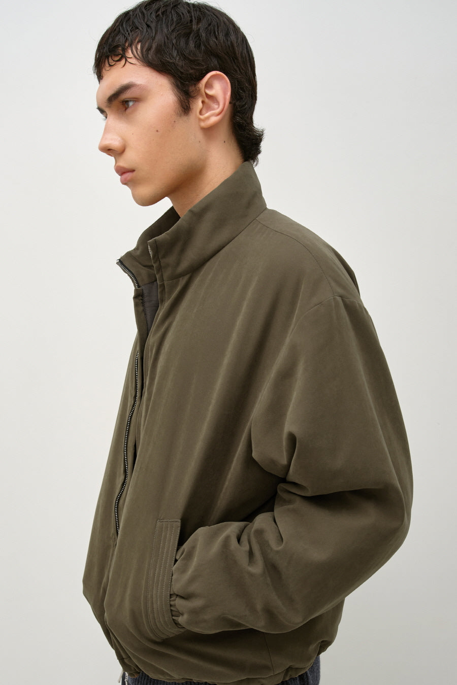 Insilence - High-neck Blouson Jumper (Olive) product image 3 | TRAB K-Fashion Australia