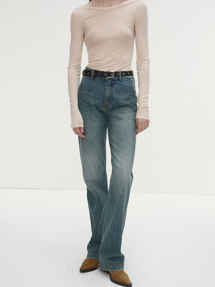 Tonywack - Straight-Leg Denim Jeans Japanese Fabric (Washed Blue) product image 4 | TRAB K-Fashion Australia