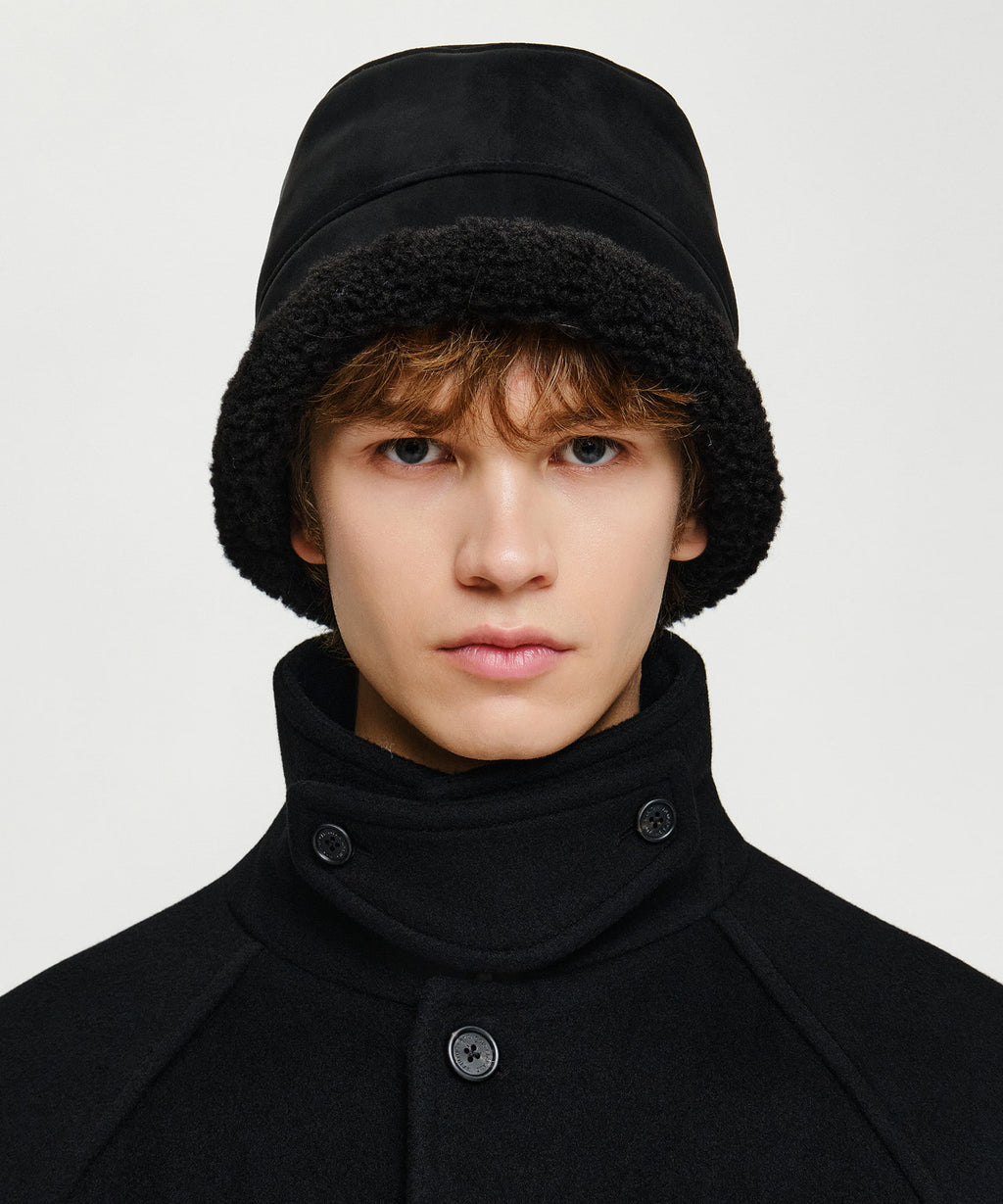 Marithe & Francois Girbaud - Small Classic Logo Suede Bucket Hat (Black) product image 5 | TRAB K-Fashion Australia