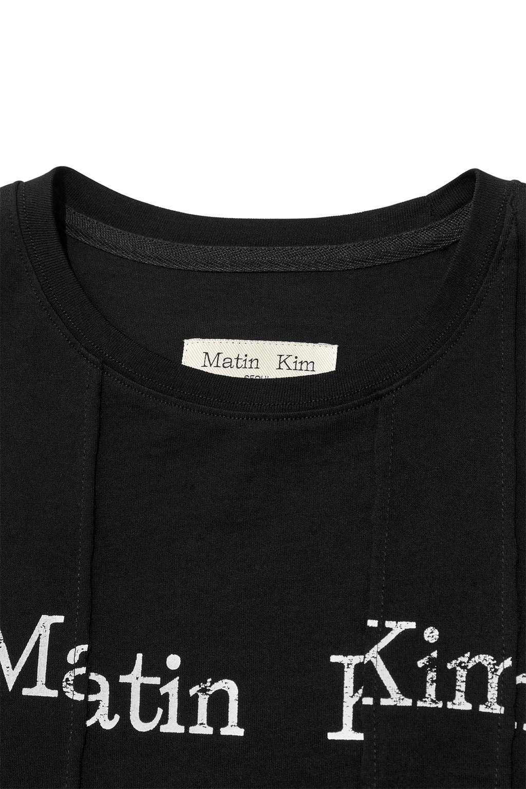 Matin Kim - Unbalance Typo Logo Crop Top (Black) product image 3 | TRAB K-Fashion Australia
