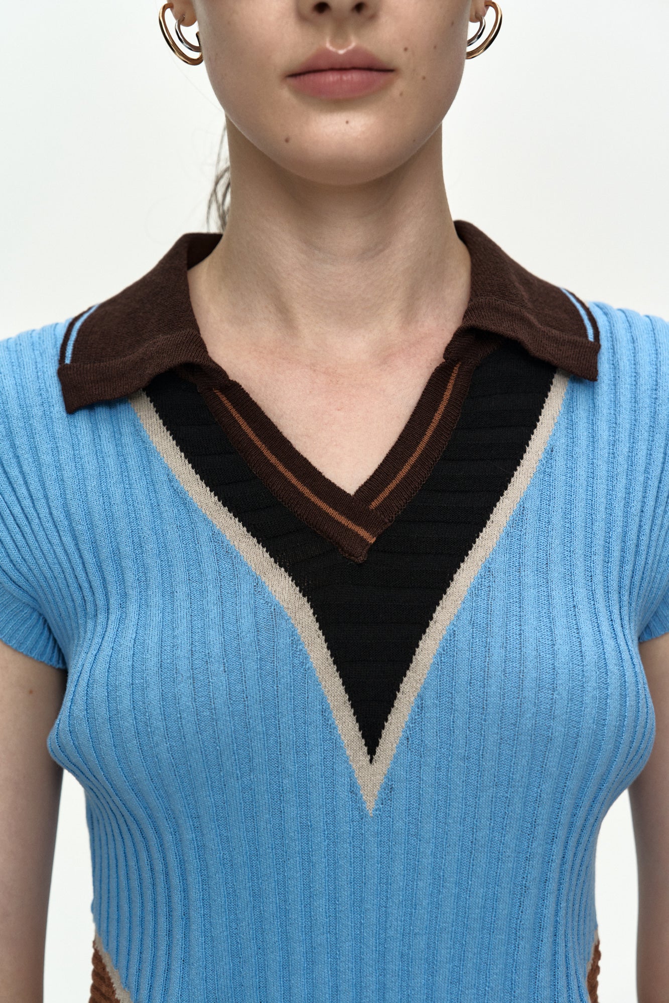 Andersson Bell - Color-Blocked Knit Polo Vest (Blue/Brown) product image 5 | TRAB K-Fashion Australia
