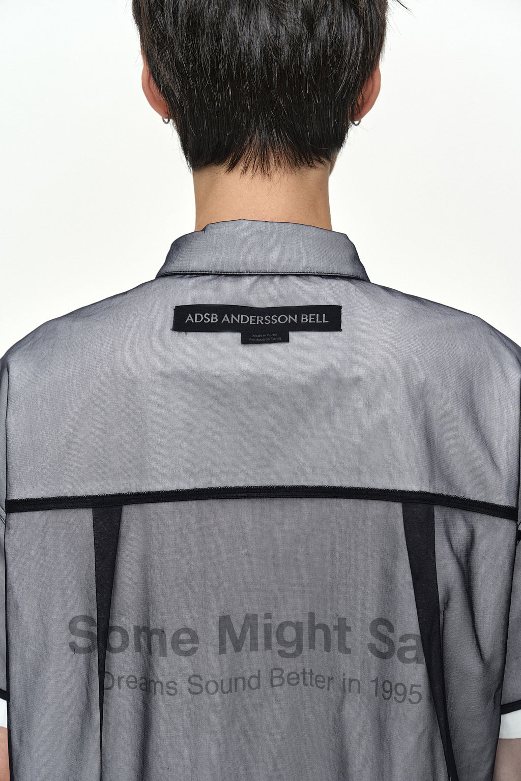 Andersson Bell - White Sheer Layered Shirt (White/Navy) product image 7 | TRAB K-Fashion Australia