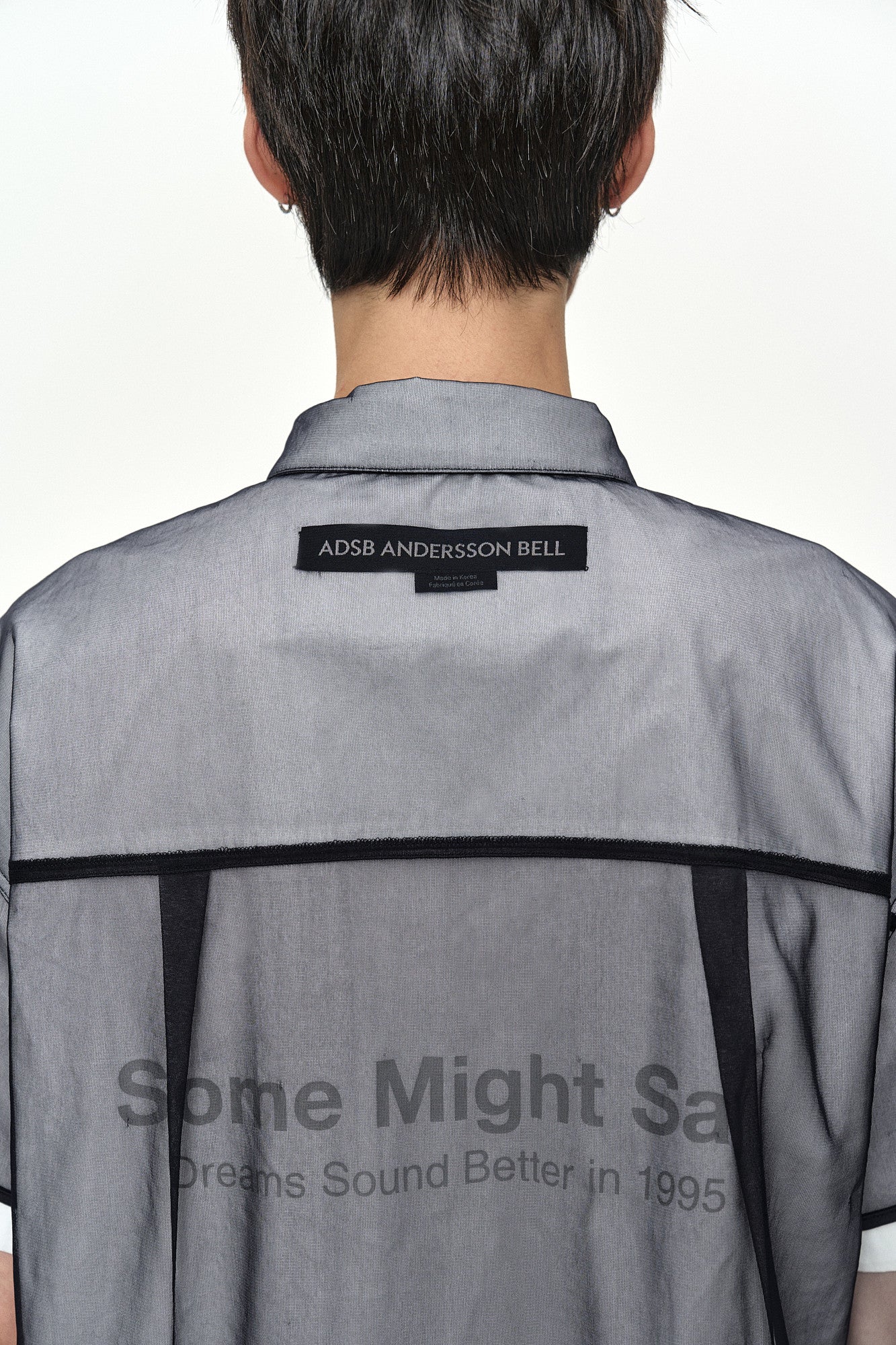 Andersson Bell - White Sheer Layered Shirt (White/Navy) product image 7 | TRAB K-Fashion Australia