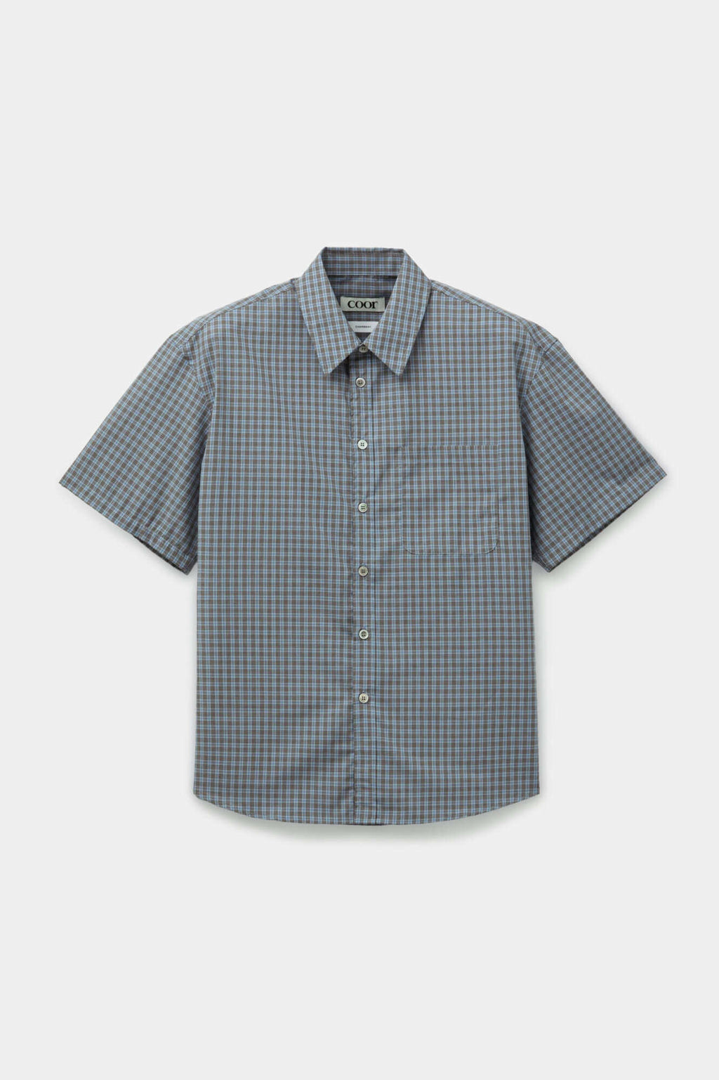 Coor - Cotton Blend Tartancheck Half Shirt (Blue Check) product image 1 | TRAB K-Fashion Australia