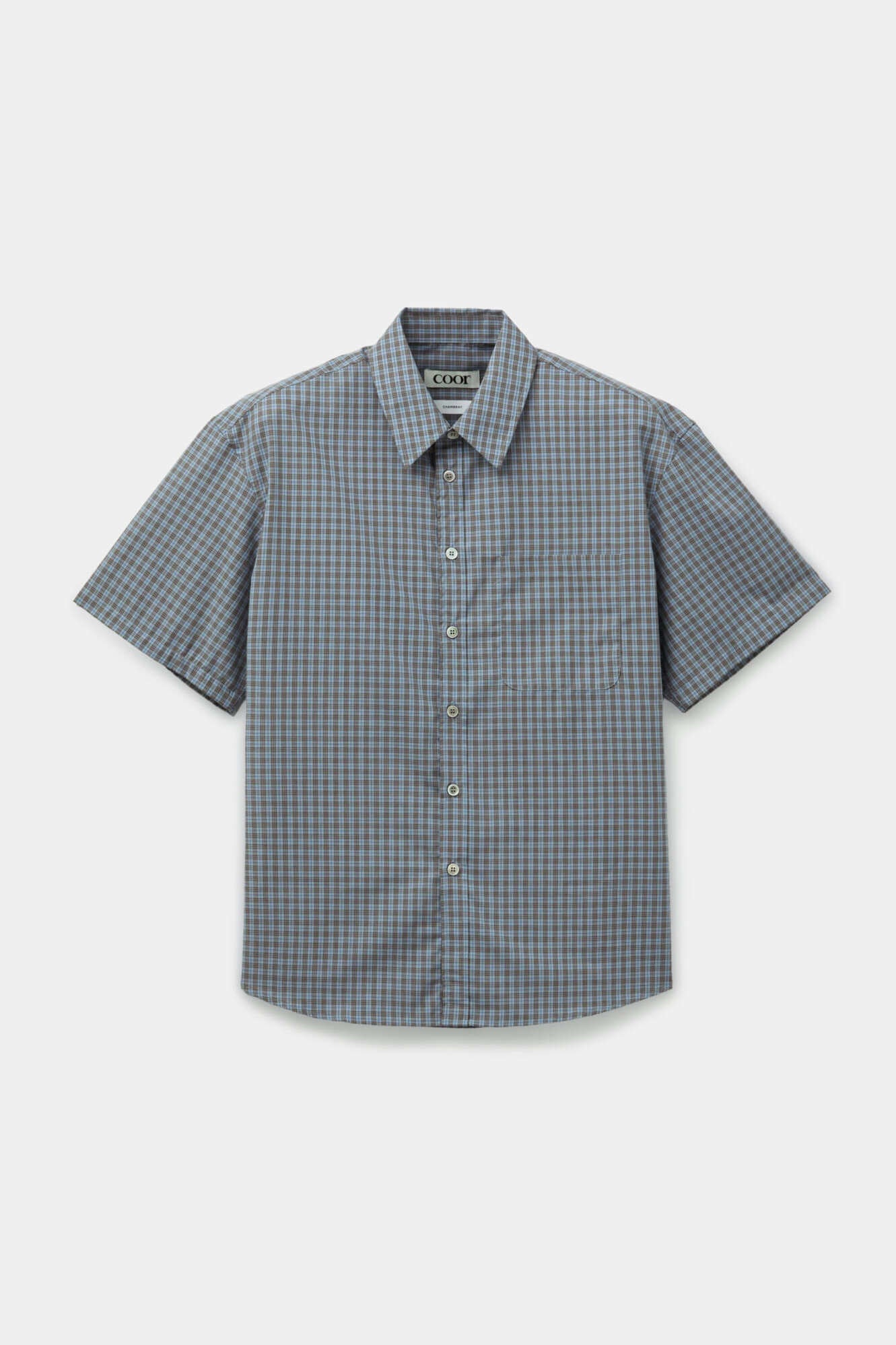 Coor - Cotton Blend Tartancheck Half Shirt (Blue Check) product image 1 | TRAB K-Fashion Australia