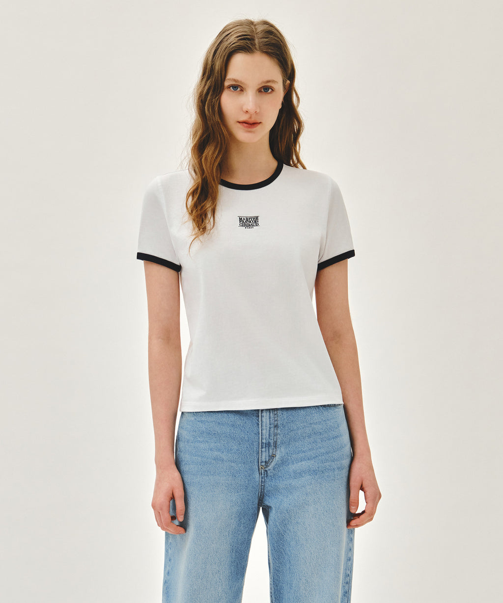 Marithe & Francois Girbaud - Classic Logo Ringer Tee (White) product image 1 | TRAB K-Fashion Australia