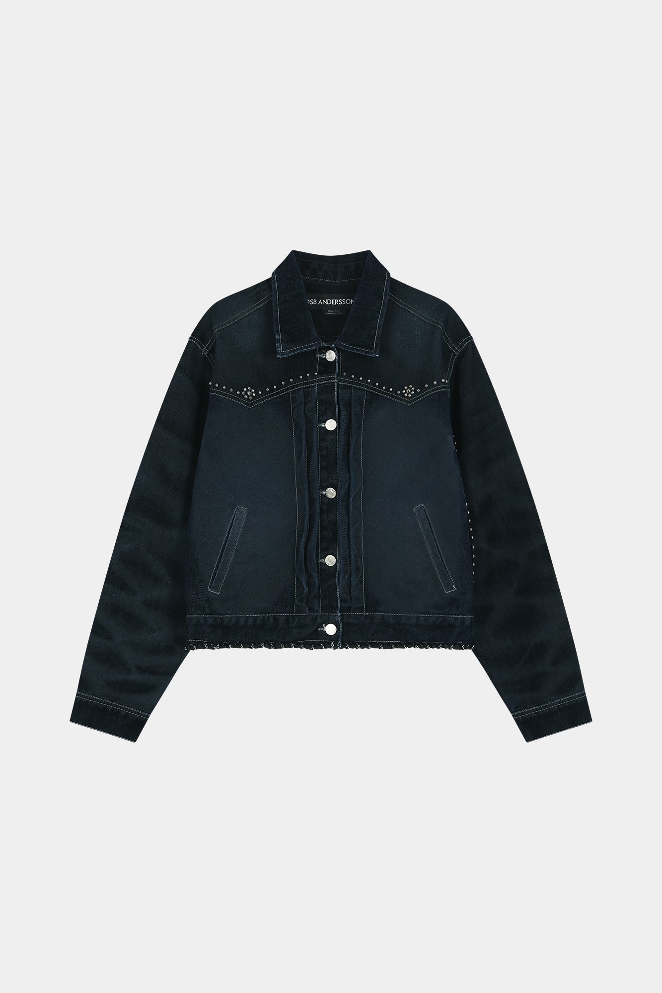 Andersson Bell - [Pre-Order – Ships August 28] Studded Velvet Denim Jacket (black/navy) (Black/Navy) product image 11 | TRAB K-Fashion Australia