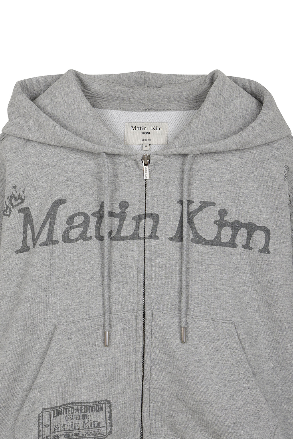 Matin Kim - Graffiti Artwork Crop Hoody Zip Up (Grey) product image 3 | TRAB K-Fashion Australia