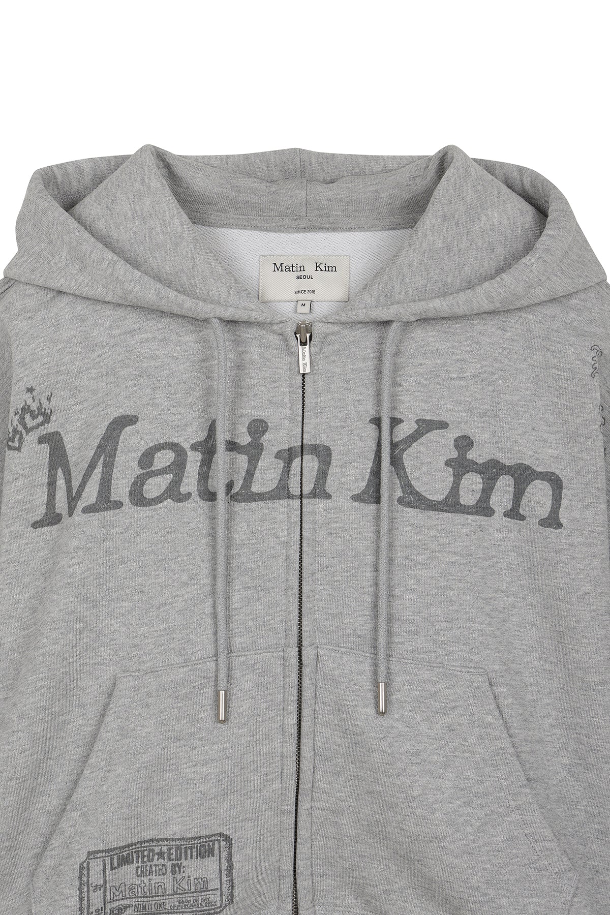Matin Kim - Graffiti Artwork Crop Hoody Zip Up (Grey) product image 3 | TRAB K-Fashion Australia
