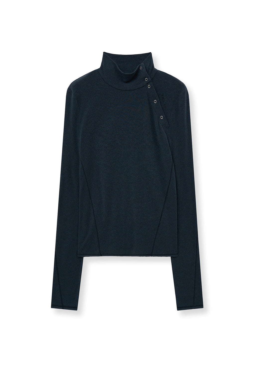 Matin Kim - Button Slit Half Neck Top (Navy) product image 2 | TRAB K-Fashion Australia