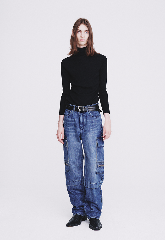 Tonywack - Relaxed Cut Denim Cargo Jeans (Faded Mid Blue) product image 1 | TRAB K-Fashion Australia