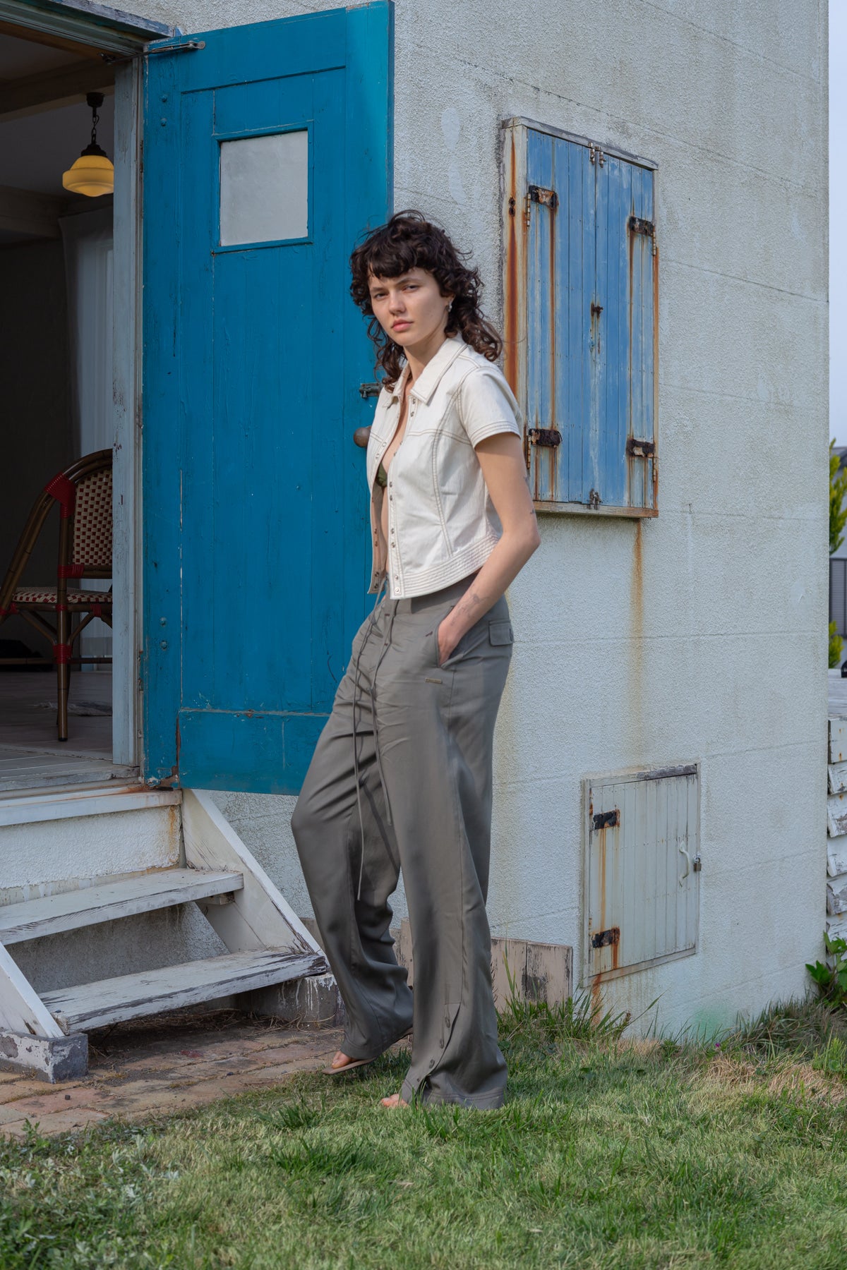 Matin Kim - Button Point String Wide Pants (Khaki) product image 10 | TRAB K-Fashion Australia