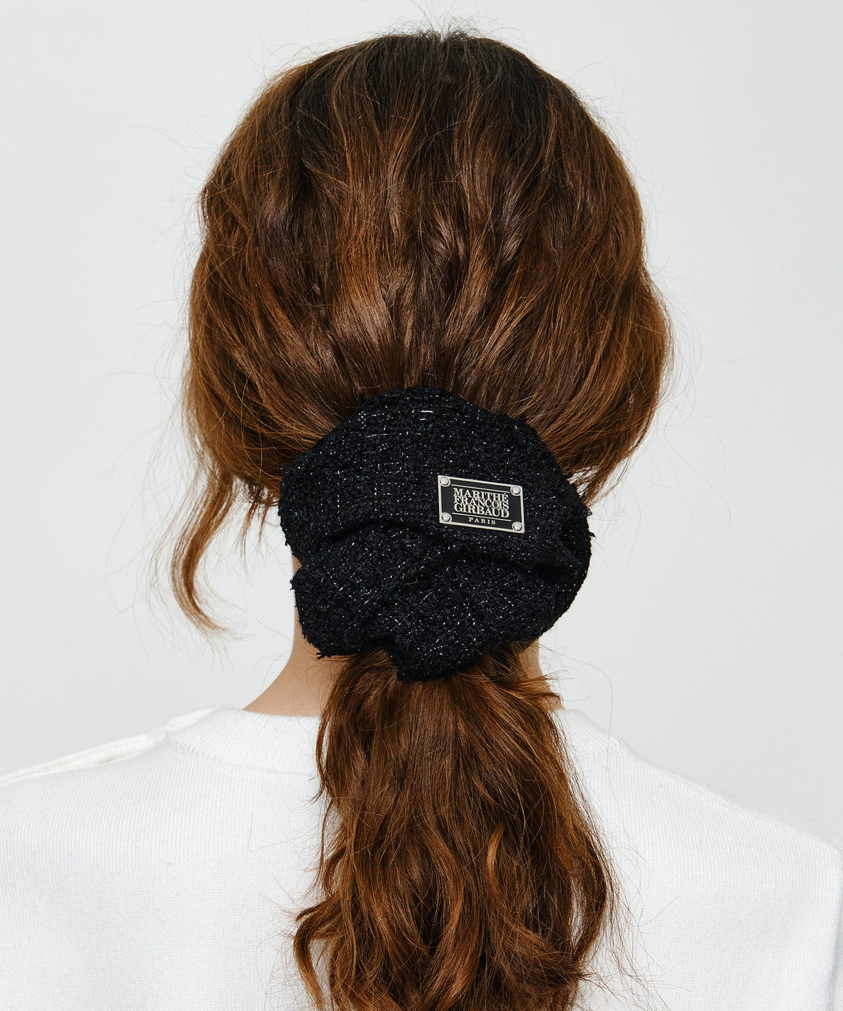 Marithe & Francois Girbaud - Classic Logo Tweed Big Scrunchie (Black) product image 4 | TRAB K-Fashion Australia