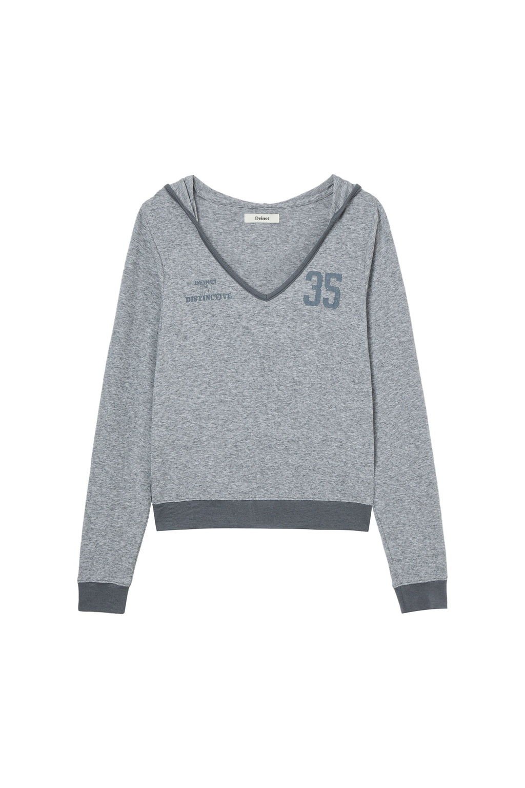 Deinet - V-Neck Hoodie (Melange Grey) product image 1 | TRAB K-Fashion Australia