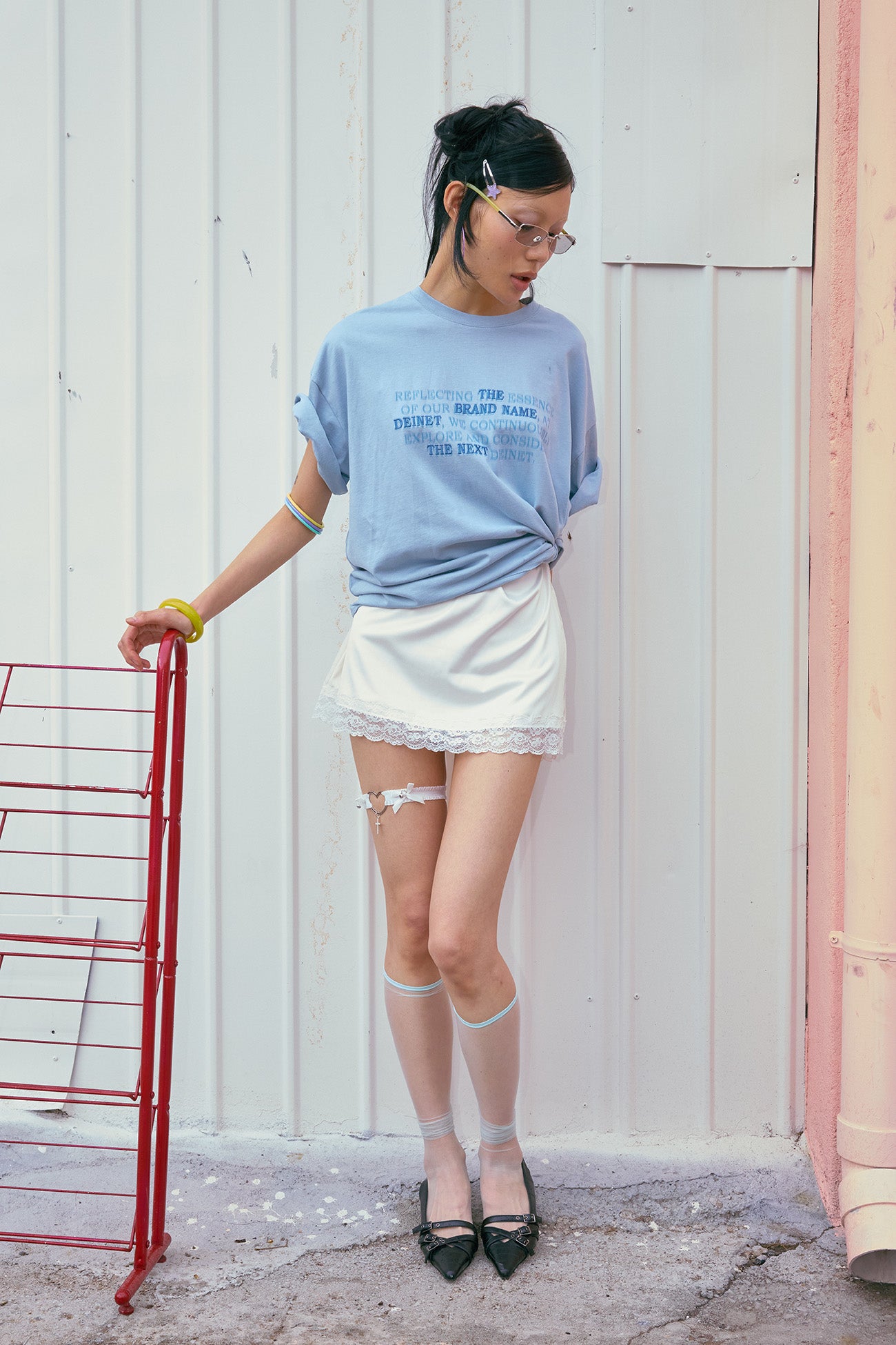 Deinet - Lettering T-Shirt (Sky Blue) product image 5 | TRAB K-Fashion Australia