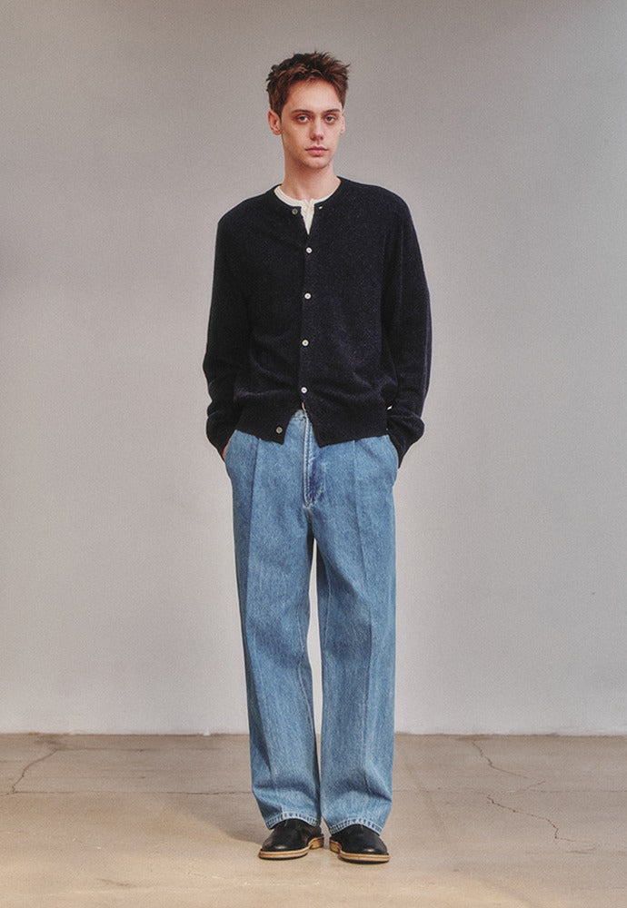 Art if acts - Wholegarment Round Neck Cardigan (Dark Navy) product image 1 | TRAB K-Fashion Australia