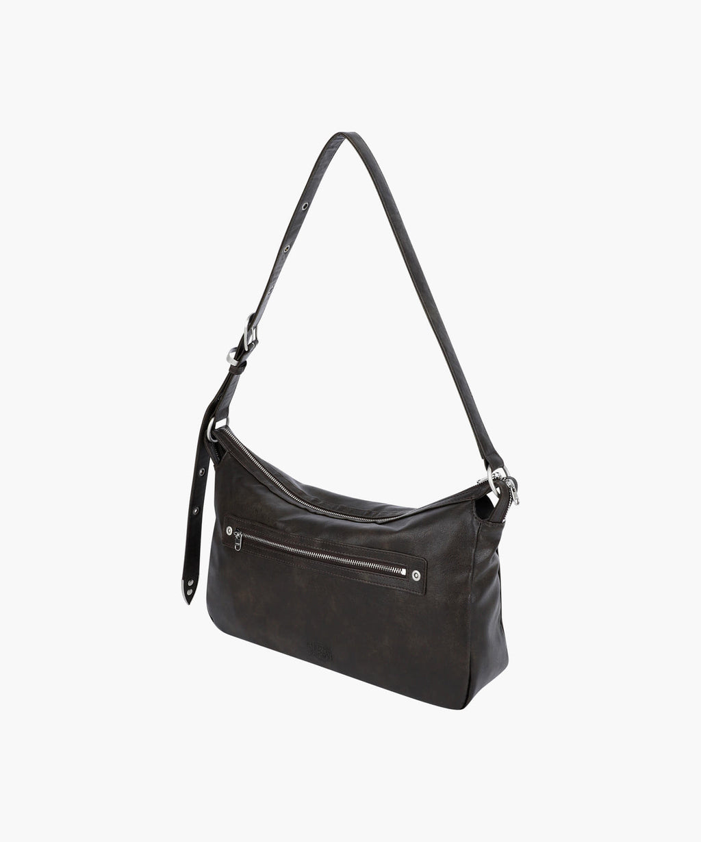 Marithe & Francois Girbaud - Classic Logo Zip Buckle Shoulder Bag (Brown) product image 2 | TRAB K-Fashion Australia