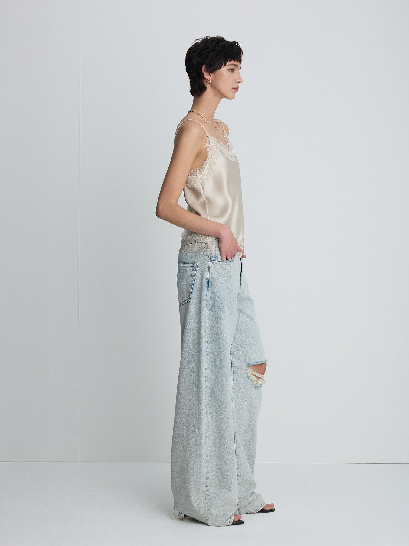 Tonywack - Distressed Wide-Leg Denim Jeans (Washed Light Blue) product image 3 | TRAB K-Fashion Australia