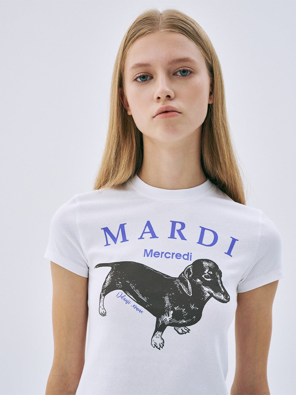 Mardi Mercredi - Cropped Tshirt Ddanji (White Purple) product image 1 | TRAB K-Fashion Australia
