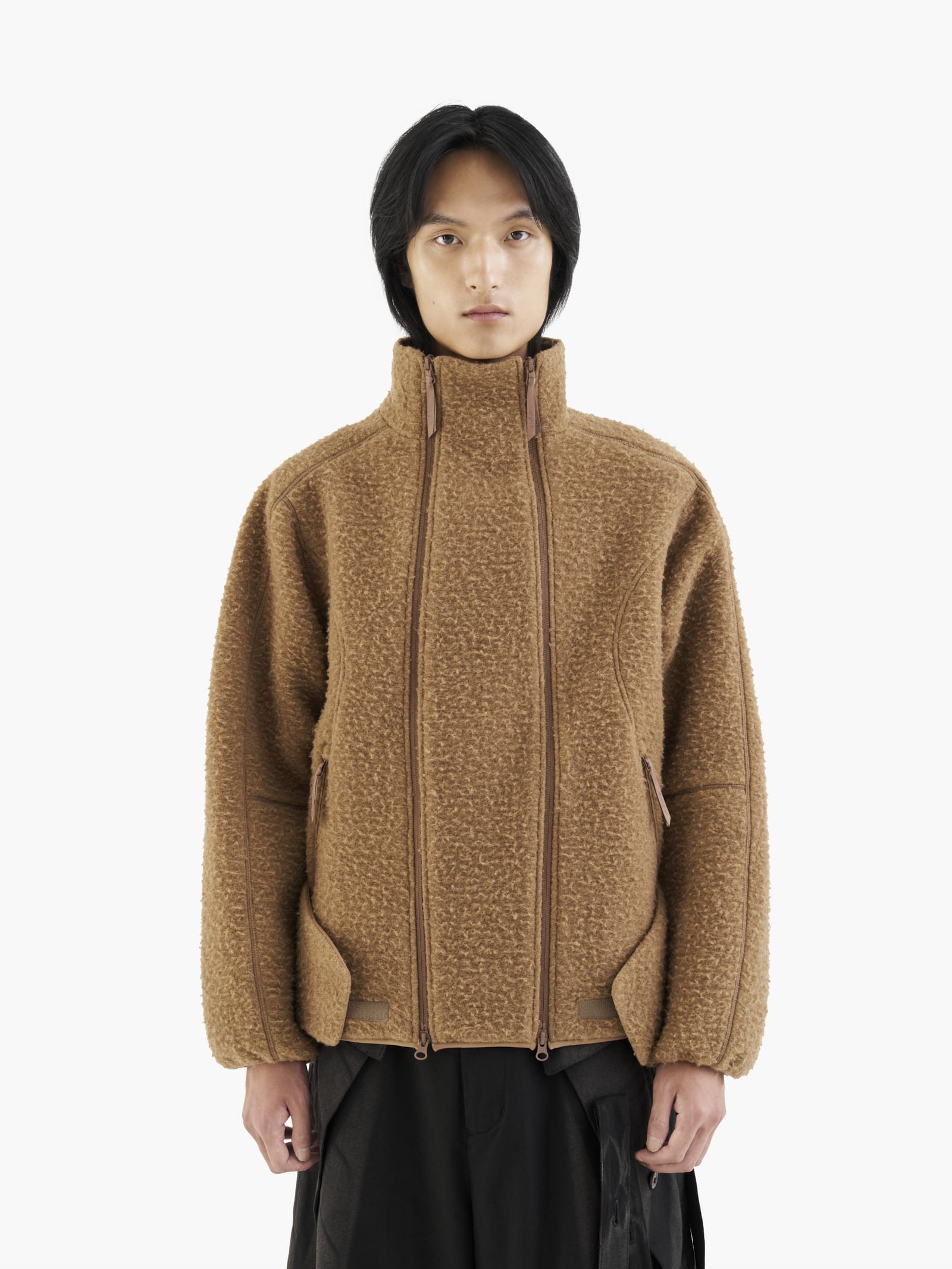 Jiyong Kim - Double Zip Fleece (Brown) product image 2 | TRAB K-Fashion Australia