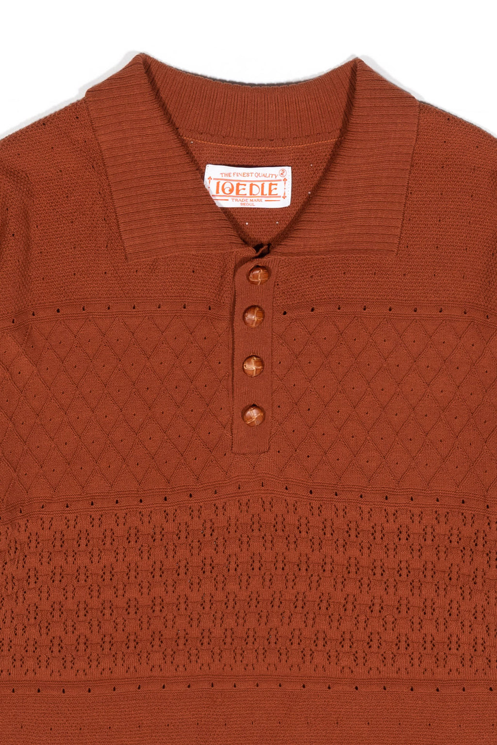 Ioedle - Mesh Short Sleeve Collared Knit (Brown) product image 4 | TRAB K-Fashion Australia