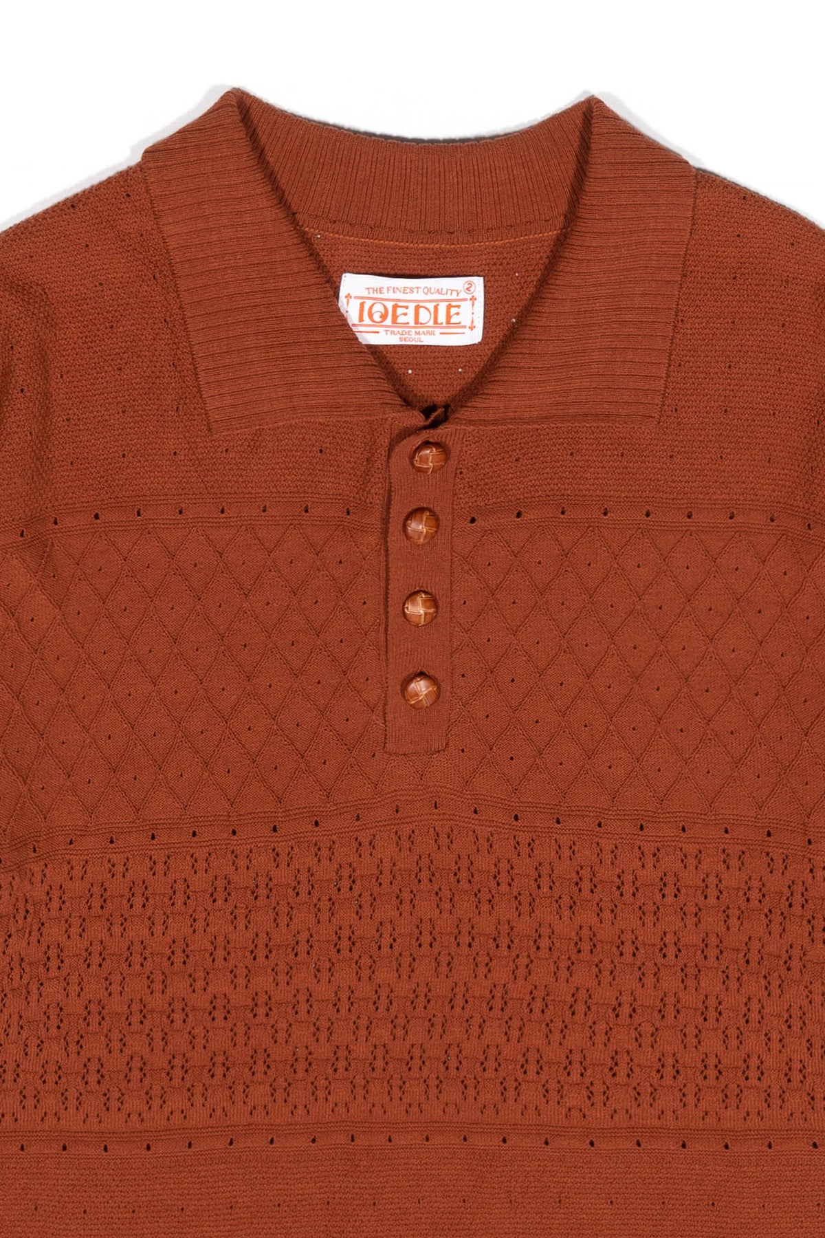 Ioedle - Mesh Short Sleeve Collared Knit (Brown) product image 4 | TRAB K-Fashion Australia