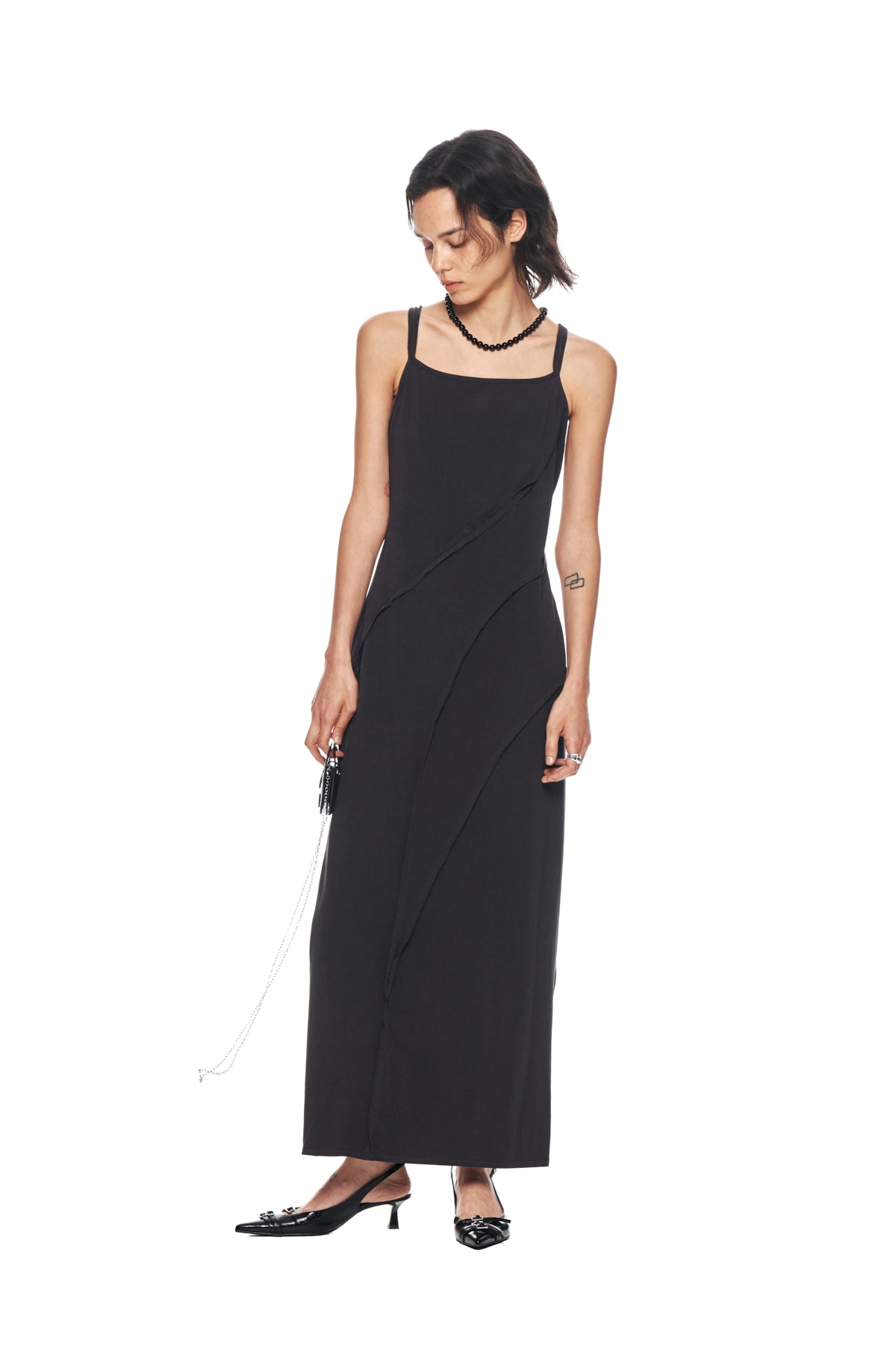 Matin Kim - Cut Out Layered Maxi Dress (Charcoal) product image 9 | TRAB K-Fashion Australia