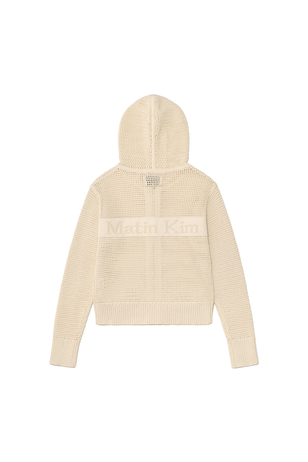 Matin Kim - Two Tone Mesh Knit Hoody Zip Up (Ivory) product image 2 | TRAB K-Fashion Australia