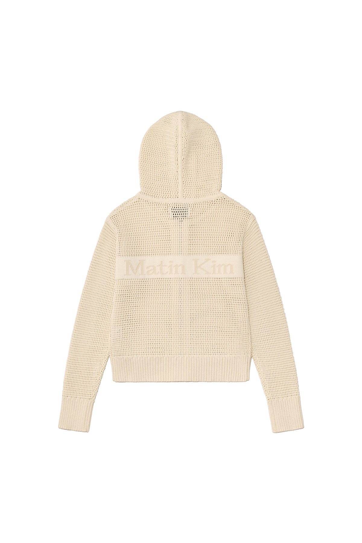 Matin Kim - Two Tone Mesh Knit Hoody Zip Up (Ivory) product image 2 | TRAB K-Fashion Australia