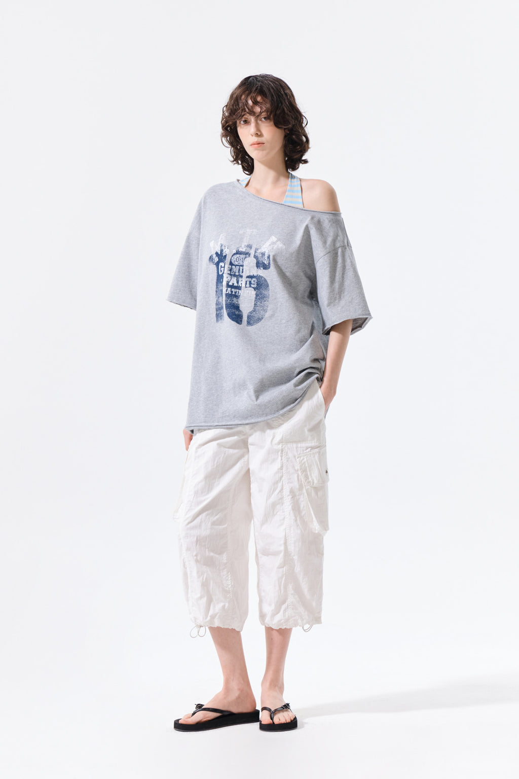 Matin Kim - Mtk 16 Graffiti Logo Asymmetric Top (Grey) product image 11 | TRAB K-Fashion Australia