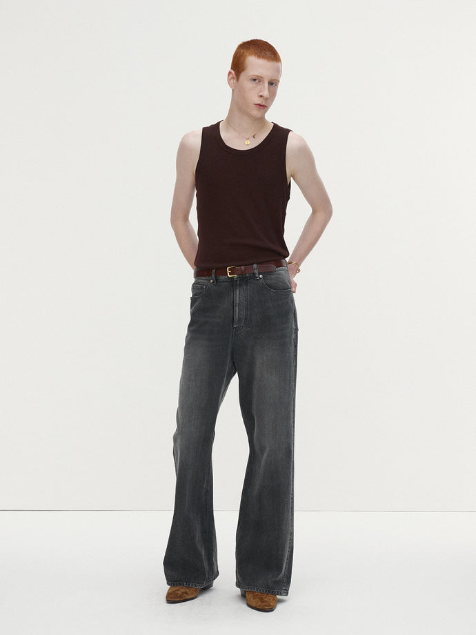 Tonywack - Loose Flared-Leg Denim Jeans (Washed Black) product image 1 | TRAB K-Fashion Australia