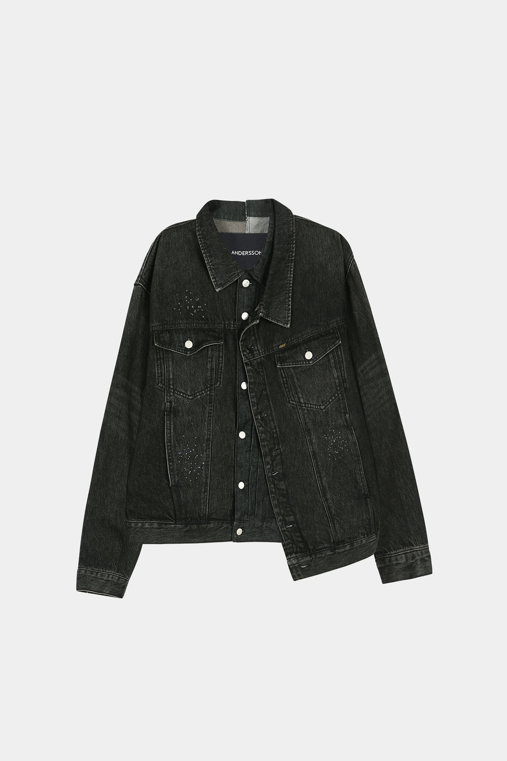 Andersson Bell - Unisex Asymmetric Layered Beads Denim Jacket (Black) product image 13 | TRAB K-Fashion Australia